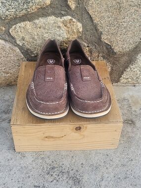 Ariat Brown Paisley Suede Slip-On Loafers